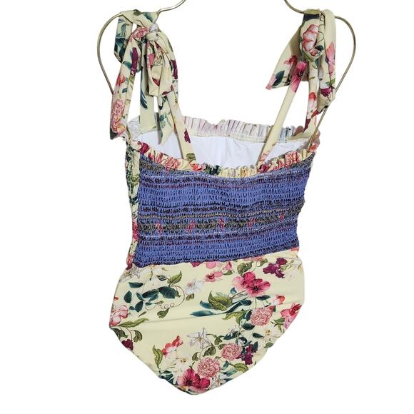 Farm Rio Smocked Shoulder-Tie One-Piece Swimsuit XS - Picture 5 of 8